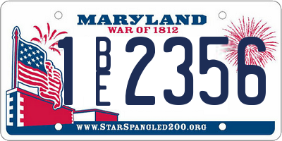MD license plate 1BE2356