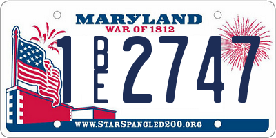 MD license plate 1BE2747