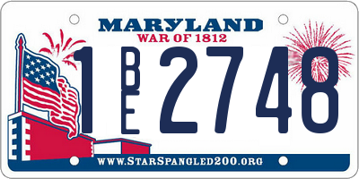 MD license plate 1BE2748