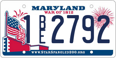 MD license plate 1BE2792