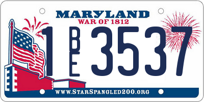 MD license plate 1BE3537