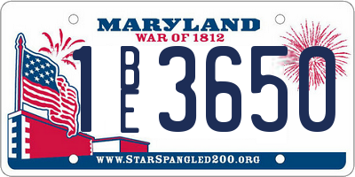 MD license plate 1BE3650