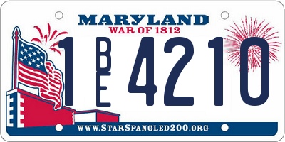 MD license plate 1BE4210