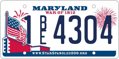 MD license plate 1BE4304