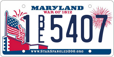 MD license plate 1BE5407