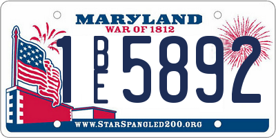 MD license plate 1BE5892
