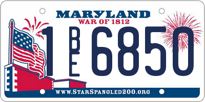 MD license plate 1BE6850