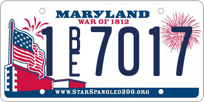 MD license plate 1BE7017