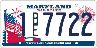 MD license plate 1BE7722