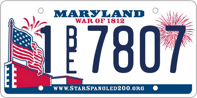 MD license plate 1BE7807