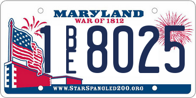 MD license plate 1BE8025