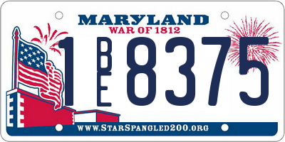 MD license plate 1BE8375