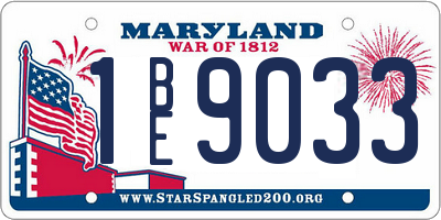 MD license plate 1BE9033