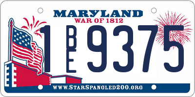 MD license plate 1BE9375