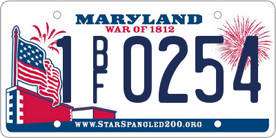 MD license plate 1BF0254