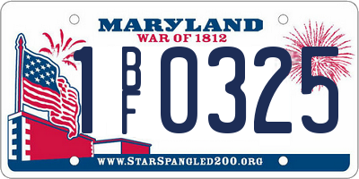 MD license plate 1BF0325