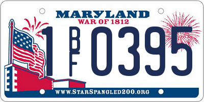 MD license plate 1BF0395