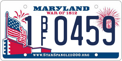 MD license plate 1BF0459