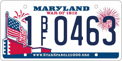 MD license plate 1BF0463