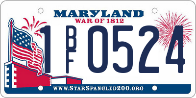 MD license plate 1BF0524