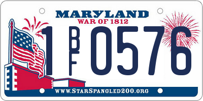 MD license plate 1BF0576