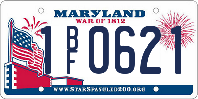 MD license plate 1BF0621