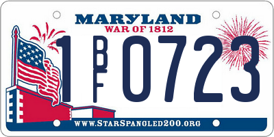 MD license plate 1BF0723