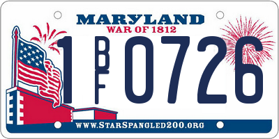 MD license plate 1BF0726