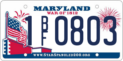 MD license plate 1BF0803