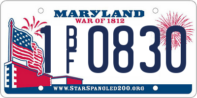 MD license plate 1BF0830