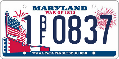 MD license plate 1BF0837