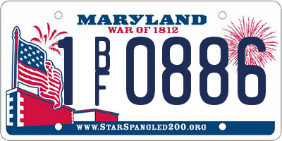 MD license plate 1BF0886