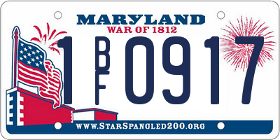MD license plate 1BF0917