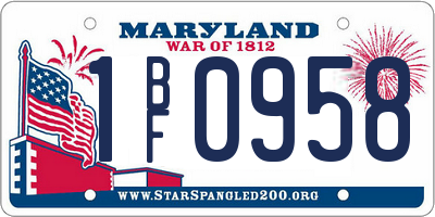 MD license plate 1BF0958