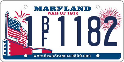 MD license plate 1BF1182