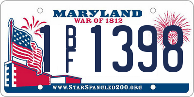 MD license plate 1BF1398