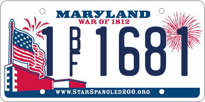 MD license plate 1BF1681