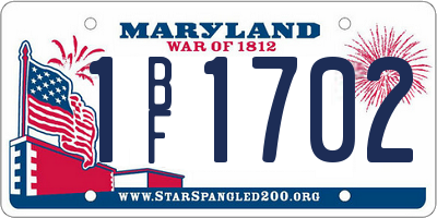 MD license plate 1BF1702