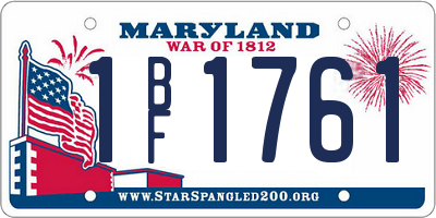 MD license plate 1BF1761