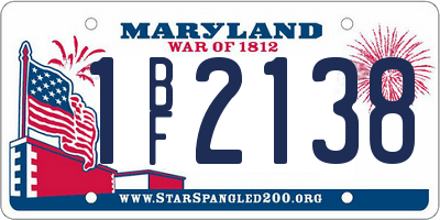 MD license plate 1BF2138