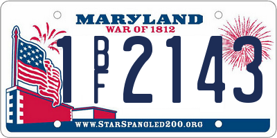 MD license plate 1BF2143