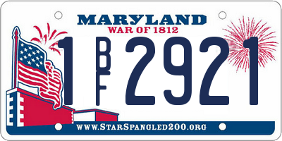 MD license plate 1BF2921