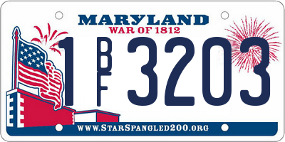 MD license plate 1BF3203
