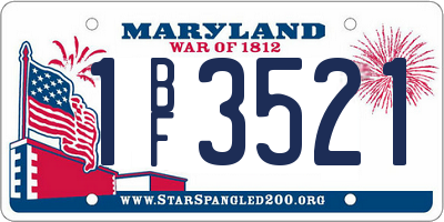 MD license plate 1BF3521