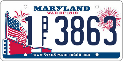 MD license plate 1BF3863