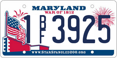 MD license plate 1BF3925
