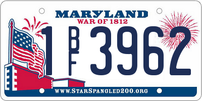 MD license plate 1BF3962