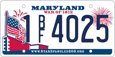 MD license plate 1BF4025