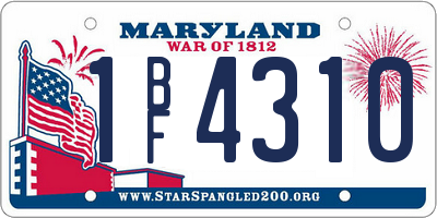 MD license plate 1BF4310