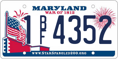 MD license plate 1BF4352